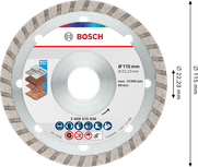Bosch Multi Material turbo Diamond Cutting Disc 115 mm.