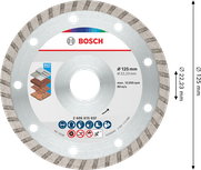 Bosch Multi Material turbo diamond cutting disc 125mm.