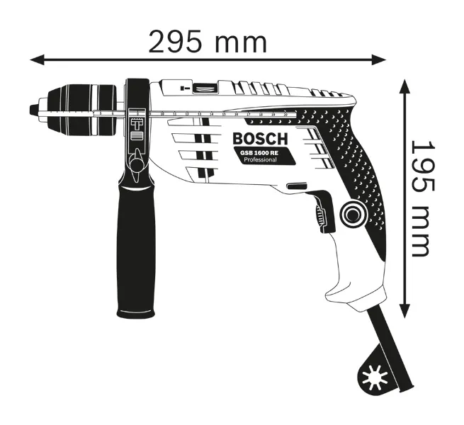 Impact drill dimensions.