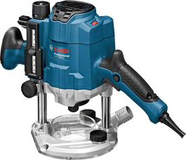 Bosch GOF 1250 CE-fräs med ergonomiska handtag.