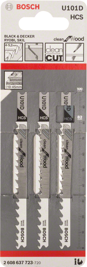 Bosch sticksågsblad U 101 D för ren träsågning.
