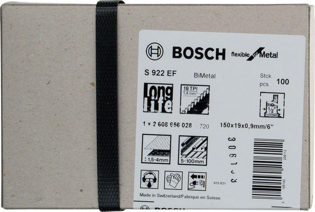 Bosch S 922 EF Bimetall flexibla metallsågblad 100-pack.