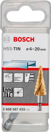 Bosch HSS-TiN stegborr 4–20 mm.