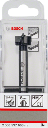 Bosch gångjärnsskär med TC-spets, 18 mm diameter.