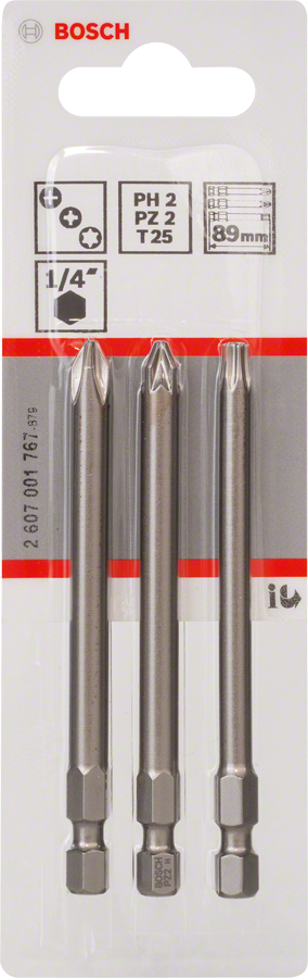 Bosch 3-delad extra hård 89 mm skruvmejselbitsats.