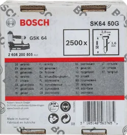 Bosch SK64 50G 50mm finispik, förpackning med 2500.