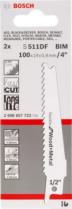 Bosch S 511 DF tigersågblad 4″ trä metall.