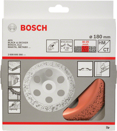 Bosch 180 mm sliphuvud i volframkarbid.