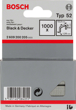 Bosch Typ 52 klammer för Black & Decker, 1000-pack.