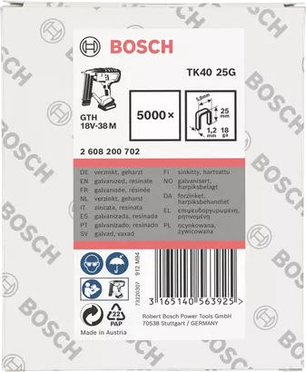Bosch TK40 25G galvaniserade spikar 5 000× 25 mm.