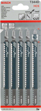 Bosch sticksågsblad T 344 D 5-pack.