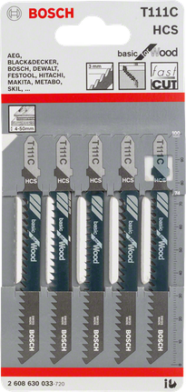 Bosch sticksågblad T 111 C 3 mm trä.