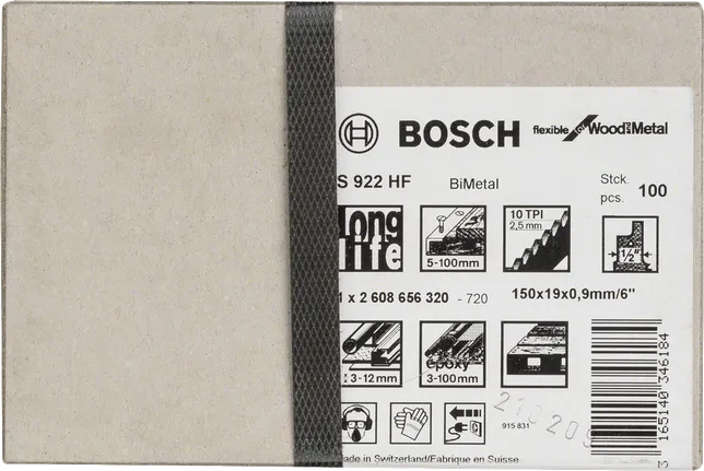 Bosch S 922 HF bimetallsågblad för trä och metall.