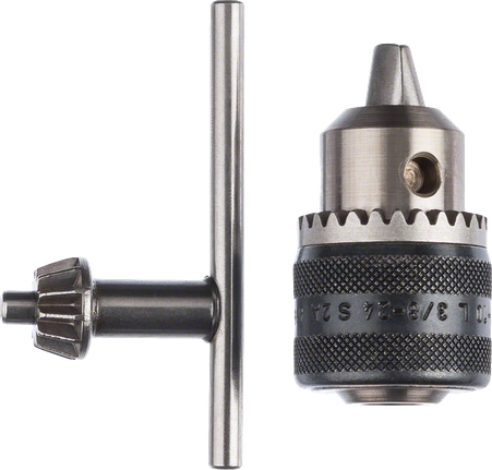 Bosch borrchuck med nyckel för säker åtdragning av bits.