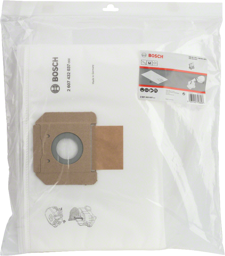 Bosch fleecefilterpåseförpackning.