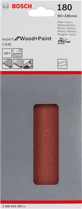 Bosch C430 slippapper 93×230 mm 180 kornstorlek 10-pack.