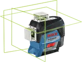 Bosch GLL 3-80 CG lasernivelleringsverktyg med gröna linjer.