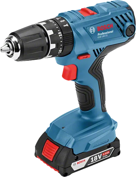 Bosch GSB 18V-21 sladdlös borrmaskin med 2,0 Ah batteri.