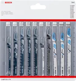 Bosch 10-delars sticksågbladsset trä metall.