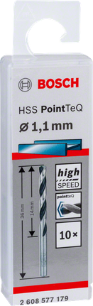 Bosch HSS PointTeQ 1,1 mm borrset.