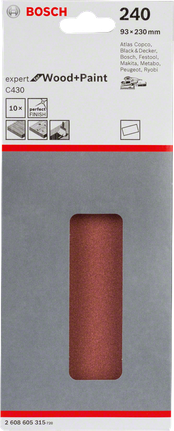 Bosch C430 slippapper 93×230 mm 240 korn 10-pack.