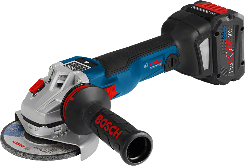 Bosch sladdlös vinkelslip GWS 18V-10 SC med 8,0 Ah batteri.