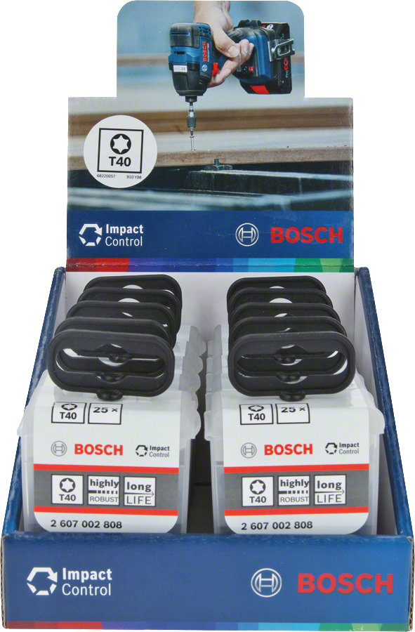 Bosch Impact T40 25 mm bits, 25 st., lång livslängdsförpackning.
