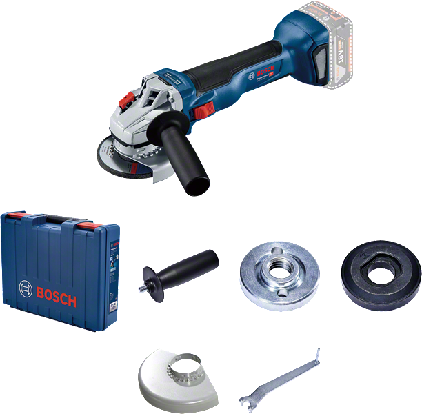 Bosch sladdlös vinkelslip GWS 18V-10 med väska och tillbehör.