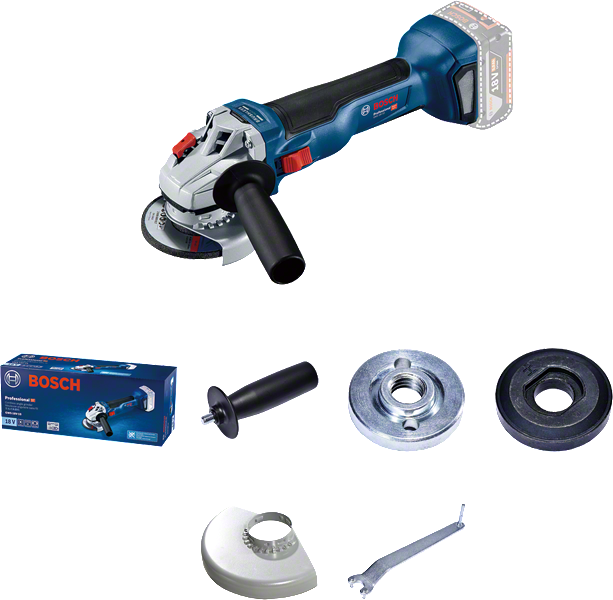 Bosch GWS 18V-10 sladdlös vinkelslip med tillbehör.