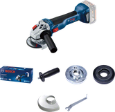 Bosch GWS 18V-10 sladdlös vinkelslip med tillbehör.