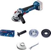 Bosch GWS 18V-10 sladdlös vinkelslip med tillbehör.