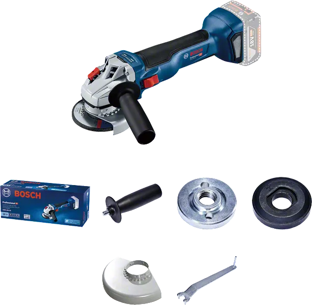 Bosch GWS 18V-10 sladdlös vinkelslip med tillbehör.
