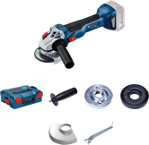 Bosch GWS 18V-10 vinkelslip med tillbehörsset.