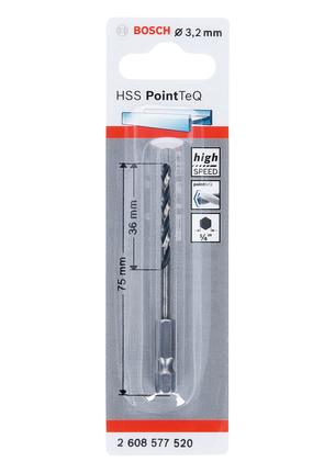 Bosch HSS PointTeQ sexkantsborr 3,2 mm.