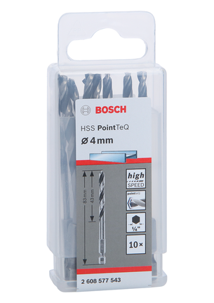 Bosch HSS PointTeQ sexkantsborrsats 4,0 mm 10 delar.