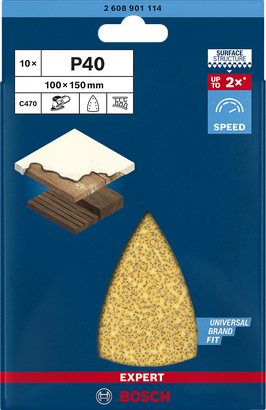 Bosch C470 P40 100×150 mm sandpapper.