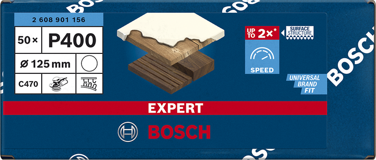 Bosch EXPERT C470 125 mm P400 sandpapper 50-pack.