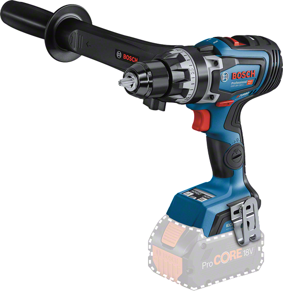 Bosch GSR 18V-150 C sladdlös borrmaskin med sidohandtag.