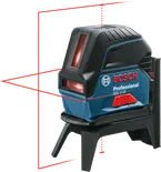 Bosch GCL 2-15 lasernivelleringsverktyg med väska och tillbehör.