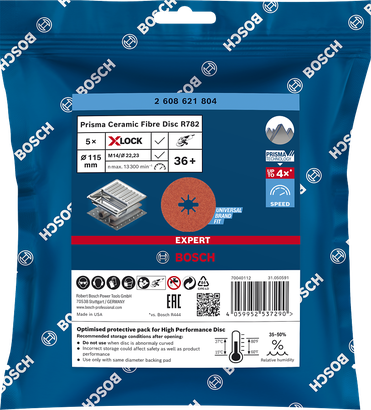Bosch EXPERT R782 Prisma X-LOCK fiberrondell 115 mm 36+ 5-pack.
