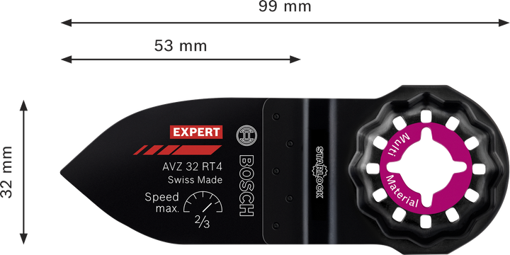 Bosch EXPERT Slipfinger AVZ 32 RT4 multiverktygsplatta i hårdmetall.