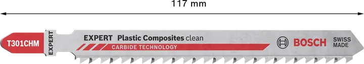 Bosch EXPERT Plastic Composites rent T301CHM sticksågblad i hårdmetall.