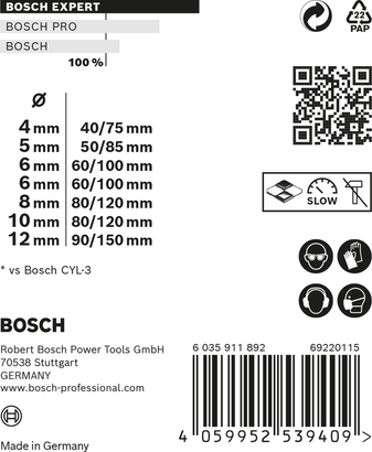 Bosch EXPERT MultiConstruction borrset 4–12 mm 7 delar.