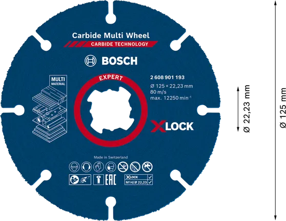 Bosch EXPERT kapskiva i hårdmetall för flera material, X-Lock.