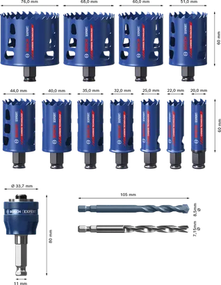 Bosch EXPERT hålsågsset för flera material, 14 delar.
