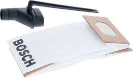 Bosch dammpåse med koppling för effektiv dammuppsamling.