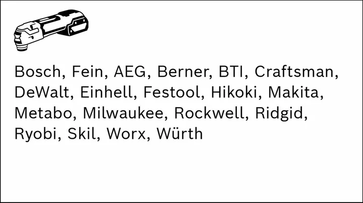 Elverktygsöversikt ovanför en lista över olika elverktygsmärken.