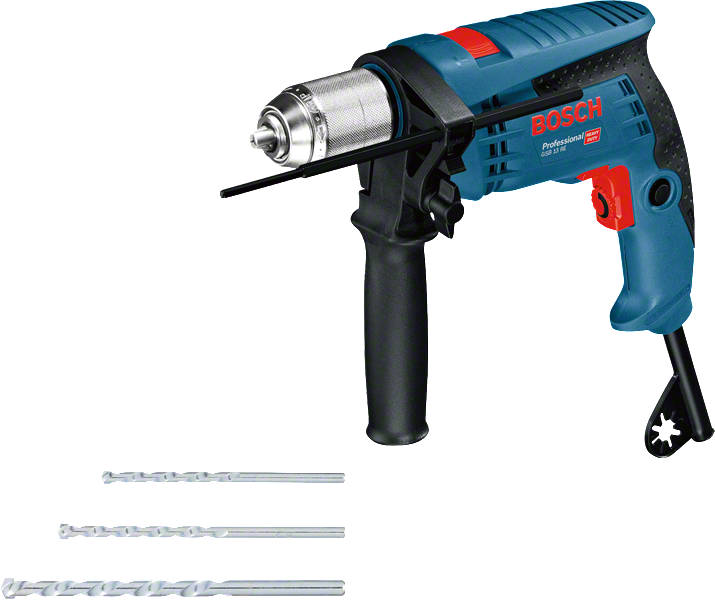 Bosch GSB 13 RE borrmaskin med handtag och tre borr.
