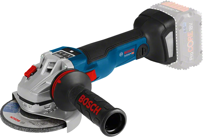 Bosch GWS18V-10SC vinkelslip med ergonomiskt handtag.