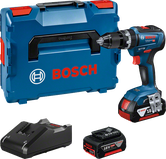 Bosch GSB 18V-55 sladdlös borrmaskin med väska och batteri.
